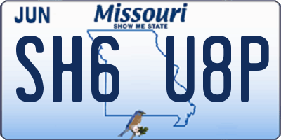 MO license plate SH6U8P