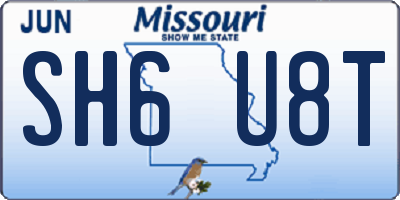 MO license plate SH6U8T
