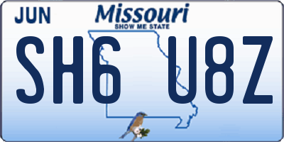 MO license plate SH6U8Z