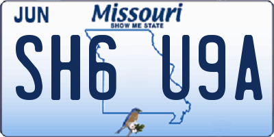 MO license plate SH6U9A