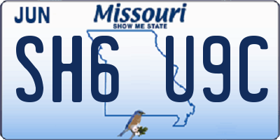 MO license plate SH6U9C