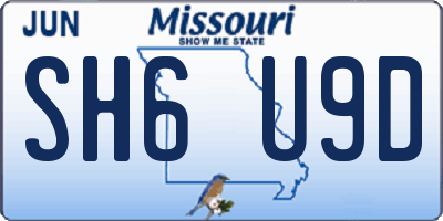 MO license plate SH6U9D
