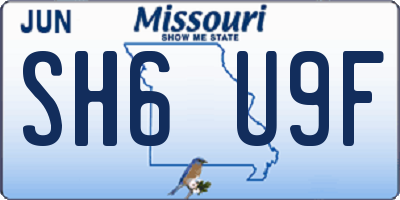 MO license plate SH6U9F