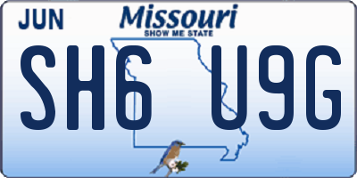 MO license plate SH6U9G