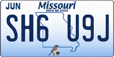 MO license plate SH6U9J