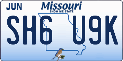 MO license plate SH6U9K