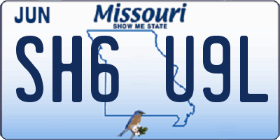 MO license plate SH6U9L