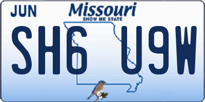 MO license plate SH6U9W