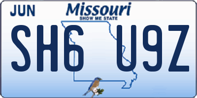 MO license plate SH6U9Z