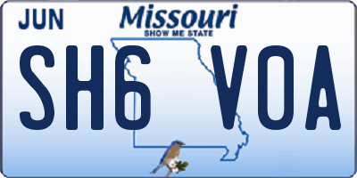 MO license plate SH6V0A