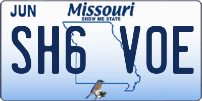 MO license plate SH6V0E