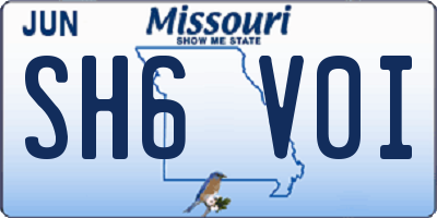 MO license plate SH6V0I