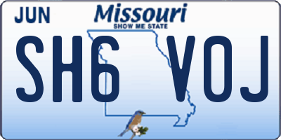 MO license plate SH6V0J