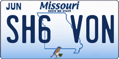 MO license plate SH6V0N