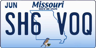 MO license plate SH6V0Q