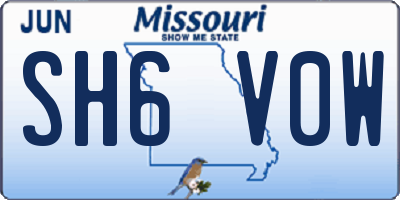 MO license plate SH6V0W