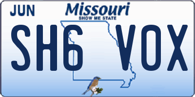 MO license plate SH6V0X