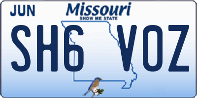 MO license plate SH6V0Z