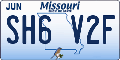 MO license plate SH6V2F