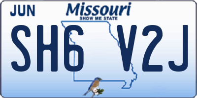 MO license plate SH6V2J