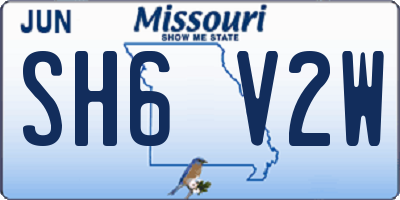 MO license plate SH6V2W