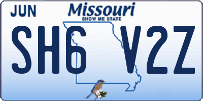 MO license plate SH6V2Z