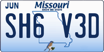 MO license plate SH6V3D