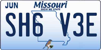 MO license plate SH6V3E