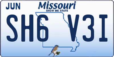 MO license plate SH6V3I