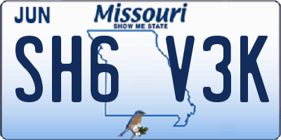 MO license plate SH6V3K