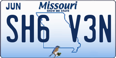 MO license plate SH6V3N