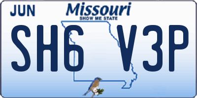 MO license plate SH6V3P