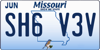 MO license plate SH6V3V