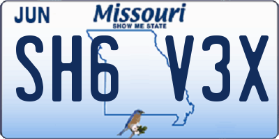 MO license plate SH6V3X
