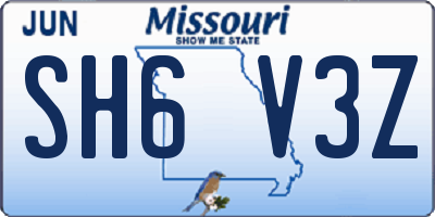 MO license plate SH6V3Z