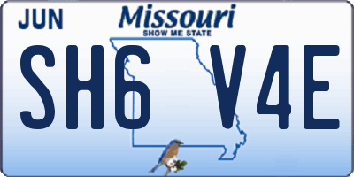 MO license plate SH6V4E