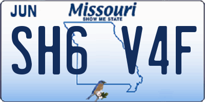 MO license plate SH6V4F