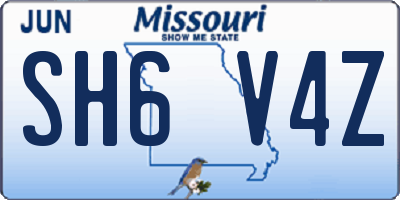 MO license plate SH6V4Z
