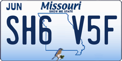MO license plate SH6V5F