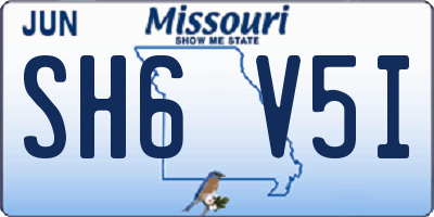 MO license plate SH6V5I