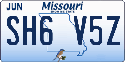 MO license plate SH6V5Z