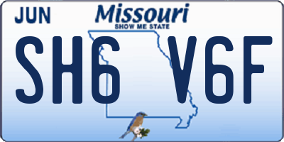 MO license plate SH6V6F