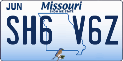 MO license plate SH6V6Z