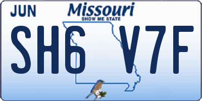 MO license plate SH6V7F
