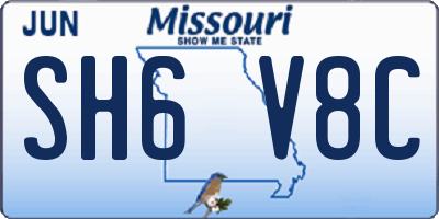 MO license plate SH6V8C