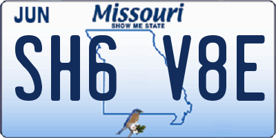 MO license plate SH6V8E