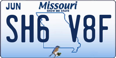 MO license plate SH6V8F