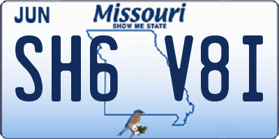 MO license plate SH6V8I