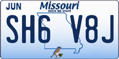 MO license plate SH6V8J