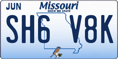 MO license plate SH6V8K